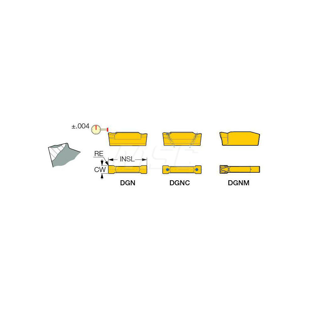Iscar Cutoff Insert: DGN 2202C IC-308, Carbide, 2.20 mm Cutting Width, 0.0866" Cutting Width - 6002615