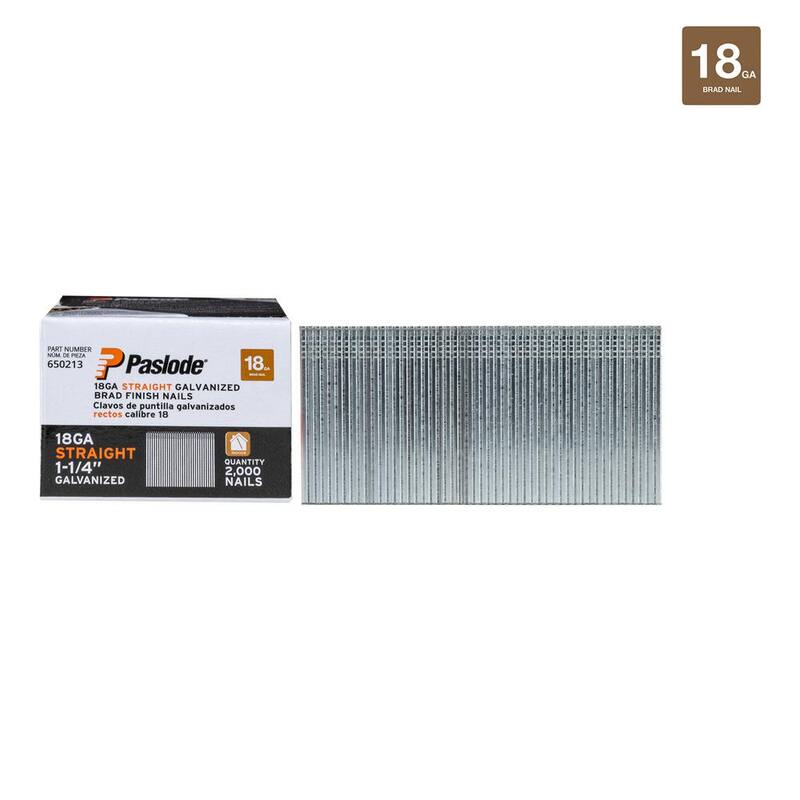 Paslode 1-1/4 in. x 18-Gauge Galvanized Straight Finish Nail (2,000-Pack) - 650213