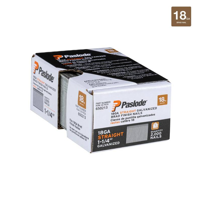 Paslode 1-1/4 in. x 18-Gauge Galvanized Straight Finish Nail (2,000-Pack) - 650213