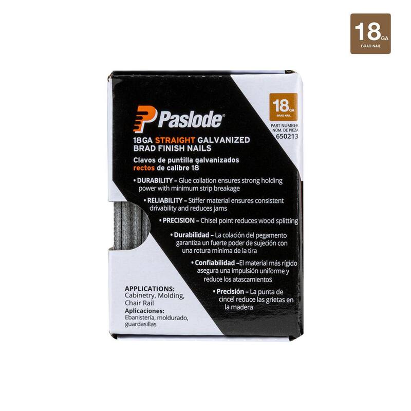 Paslode 1-1/4 in. x 18-Gauge Galvanized Straight Finish Nail (2,000-Pack) - 650213