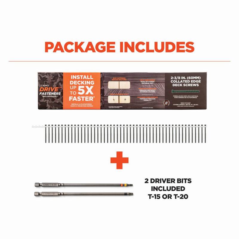 CAMO #7 x 2-3/8 in. Protech Coated Star Drive Trim Head Collated Edge Deck Screw (1000-Count) - 0395010