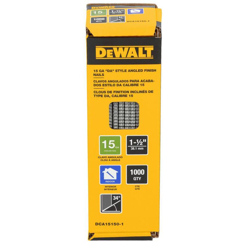 DEWALT 1-1/2 in. x 15-Gauge DA 34-Degree Bright Finish Nails (1000-Pack) - DCA15150-1