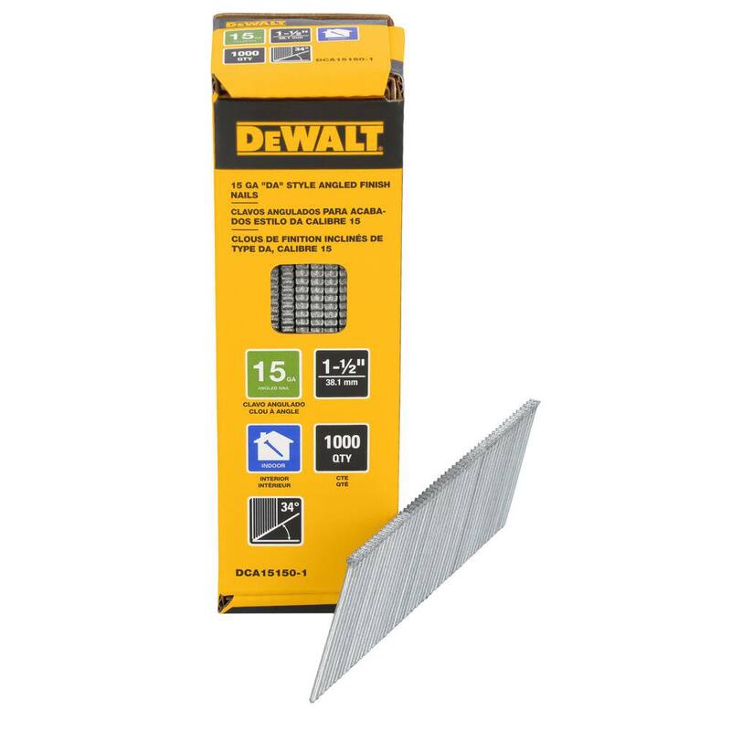 DEWALT 1-1/2 in. x 15-Gauge DA 34-Degree Bright Finish Nails (1000-Pack) - DCA15150-1