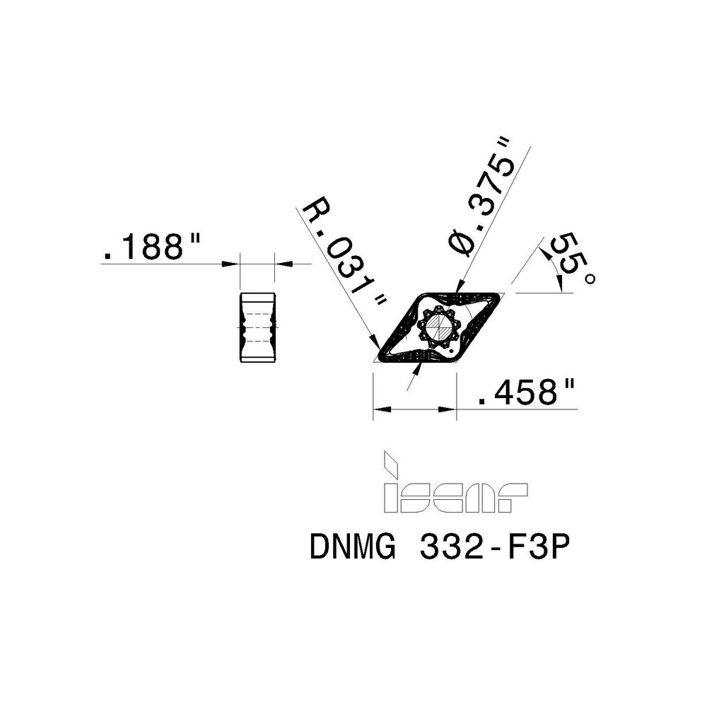Iscar Turning Insert: DNMG 332-F3P IC8250, Carbide - 5560579