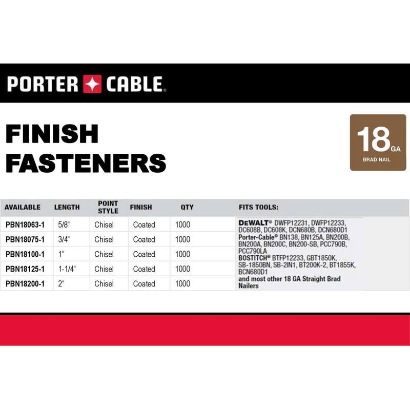 Porter-Cable 18-Gauge Brad Nail Project (900 per Box) - BN18PP