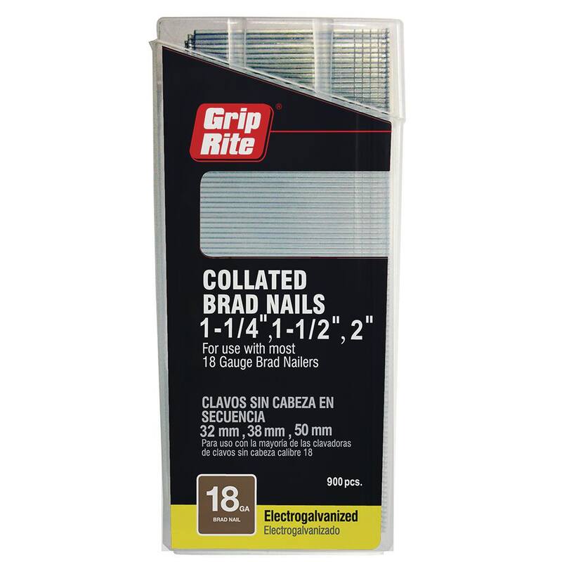 Grip-Rite 18-Gauge Electrogalvanized Brad Nails Project Pack 900 per Box - GRF18MIX
