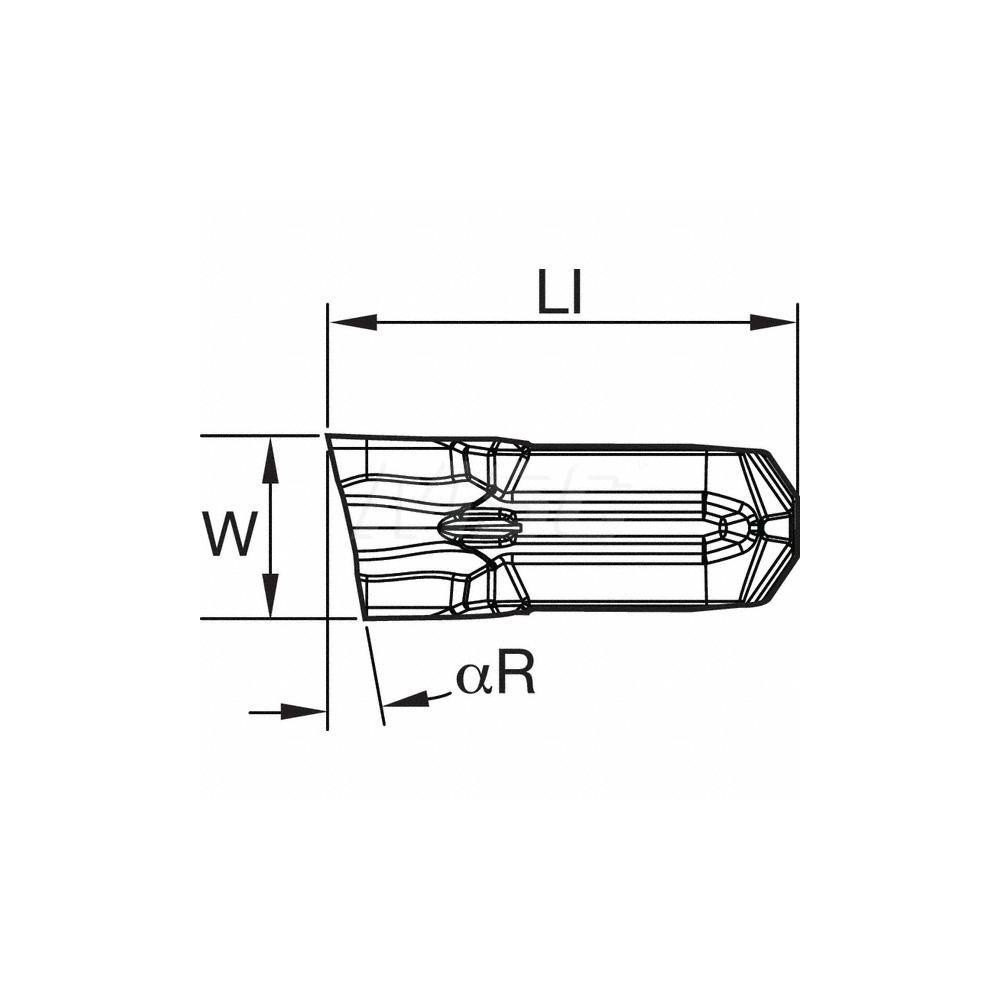 Kennametal Cutoff Insert: EC030M03PR12CF00 KCU25, Carbide, 3.00 mm Cutting Width, 0.1181" Cutting Width - 6442338