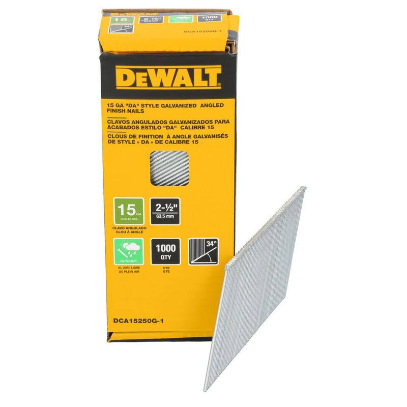 DEWALT 2-1/2 in. x 15-Gauge DA 34-Degree Galvanized Finish Nails (1000-Pack) - DCA15250G-1