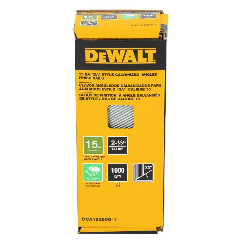 DEWALT 2-1/2 in. x 15-Gauge DA 34-Degree Galvanized Finish Nails (1000-Pack) - DCA15250G-1