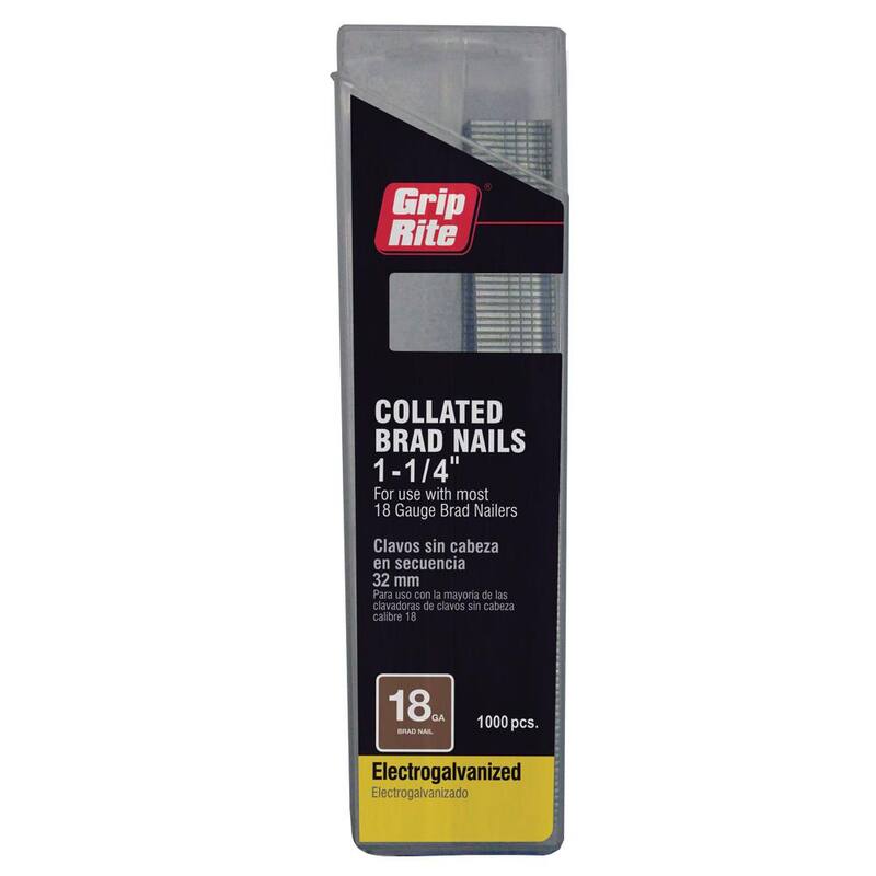 Grip-Rite 1-1/4 in. x 18-Gauge Electrogalvanized Brad Nails 1000 per Box - GRF18114M