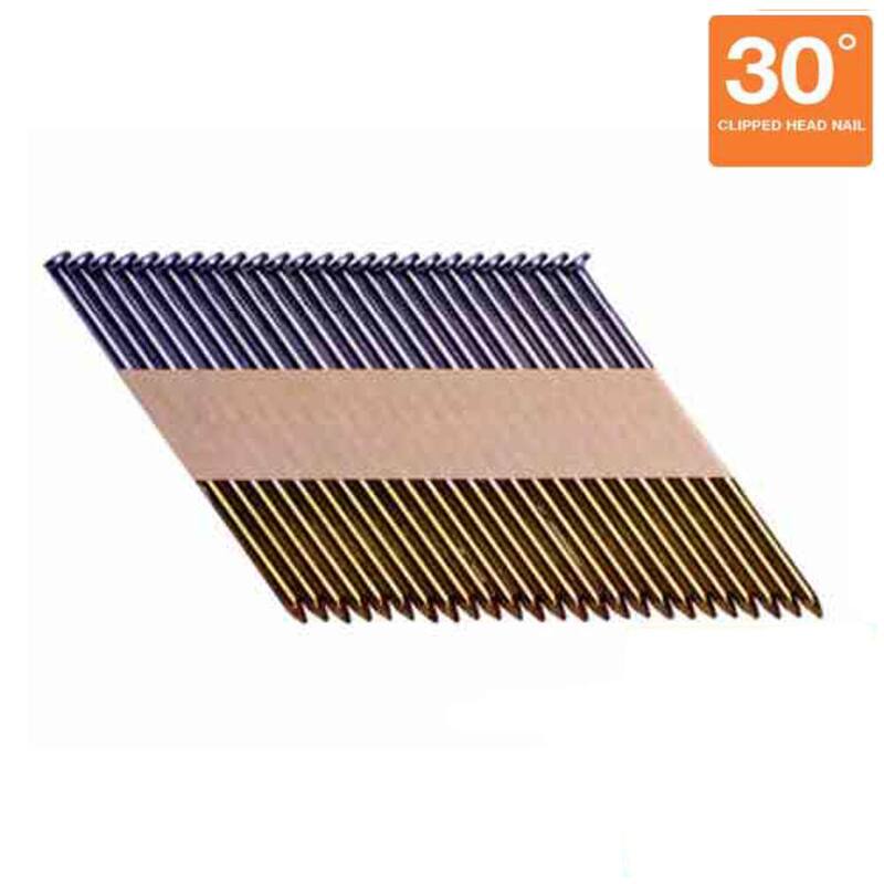 Grip-Rite 2-3/8 in. x 0.113 in. 30° Paper Collated Bright Coated Ring Shank Offset Round Head Framing Nails 1000 per Box - GRP8RH1