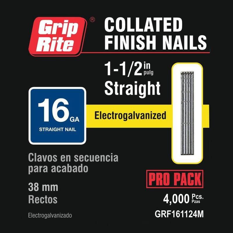Grip-Rite 1-1/2 in. x 16-Gauge Electrogalvanized Steel Finish Nails 4000 per Box - GRF161124M