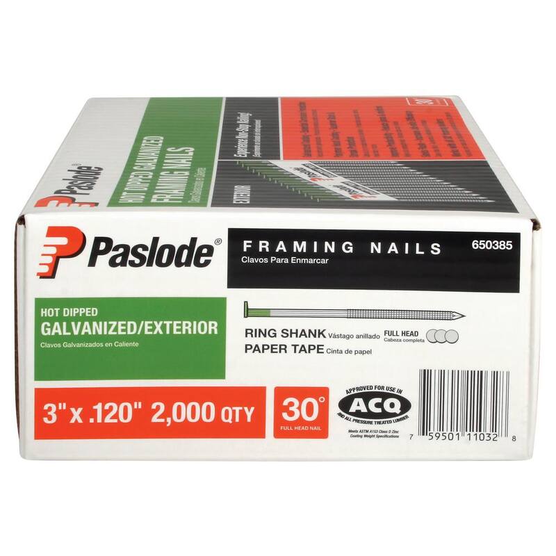 Paslode 3 in. x 0.120-Gauge Galvanized Ring Shank 30° Paper Tape Framing Nails Combo (4 Boxes of Nails, 2000 Nails per Box) - 9996