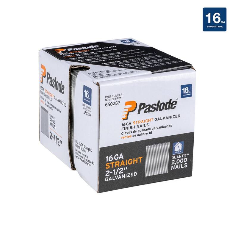 Paslode 2-1/2 in. x 16-Gauge Galvanized Straight Finish Nails (2000 Pack) - 650287