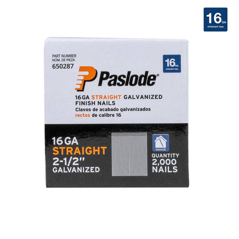 Paslode 2-1/2 in. x 16-Gauge Galvanized Straight Finish Nails (2000 Pack) - 650287