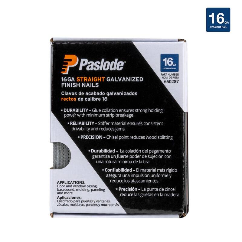 Paslode 2-1/2 in. x 16-Gauge Galvanized Straight Finish Nails (2000 Pack) - 650287