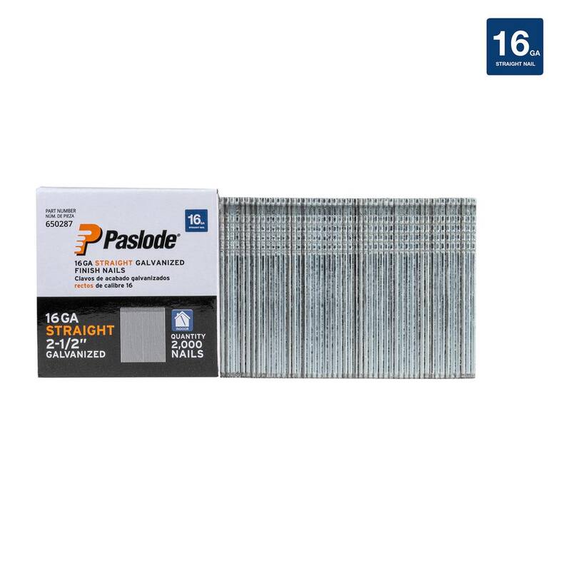 Paslode 2-1/2 in. x 16-Gauge Galvanized Straight Finish Nails (2000 Pack) - 650287
