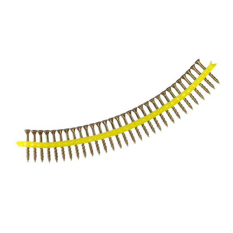Simpson Strong-Tie #9 x 2 in. T25 6-Lobe, Flat Head, Strong-Drive WSV Collated Subfloor Screw, Yellow Zinc (1000-Pack) - HCKWSV2S