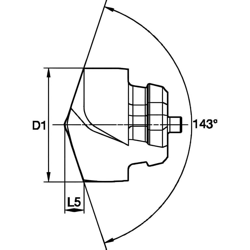 Kennametal Replaceable Drill Tips: KTFSS19500HPGM KCP15A, 0.7677" Dia, 19.50 mm Dia, 180 deg Point,  KCP15A - 6388627