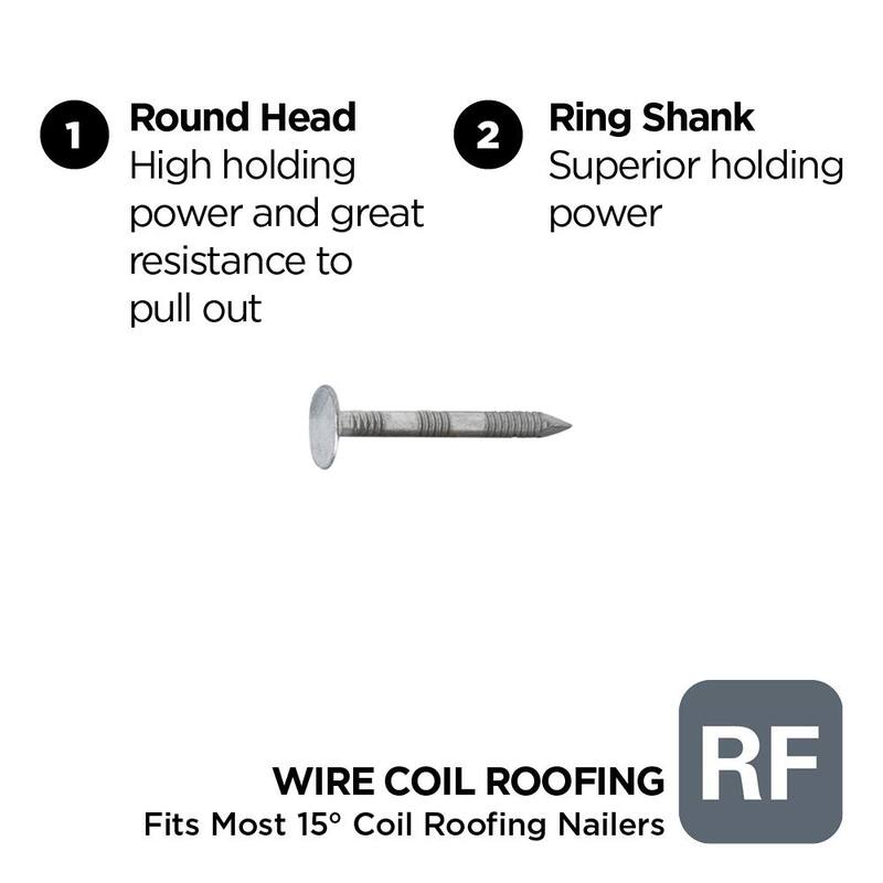 Stinger 1-1/4 in. x 0.120-Gauge Hot Dipped Galvanized Ring Shank Wire Coil Roofing Nails (7200 per Box) - 0611075