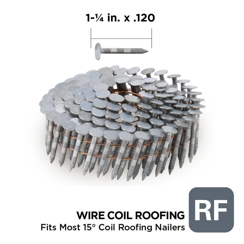 Stinger 1-1/4 in. x 0.120-Gauge Hot Dipped Galvanized Ring Shank Wire Coil Roofing Nails (7200 per Box) - 0611075