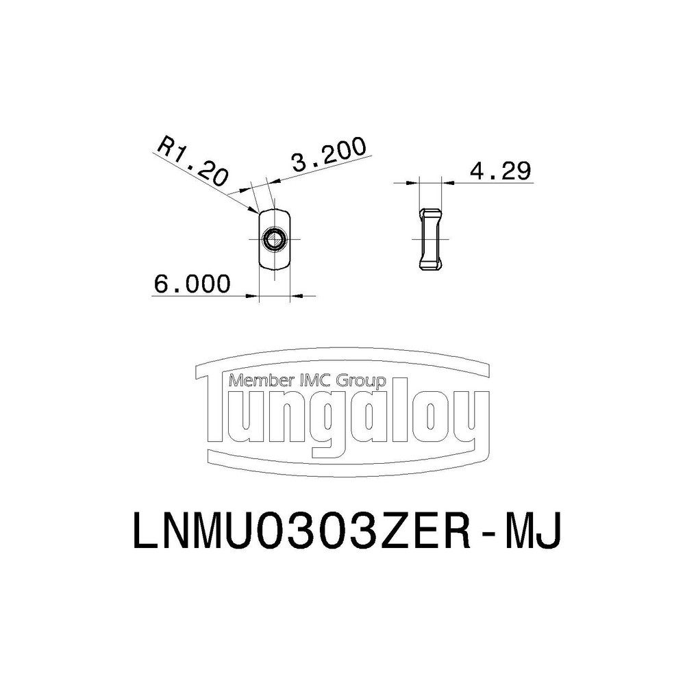 Tungaloy Milling Insert: ANSI LNMU0303ZER-MJ AH8015, ISO LNMU0303ZER-MJ AH8015, AH8015, Solid Carbide - 6754162