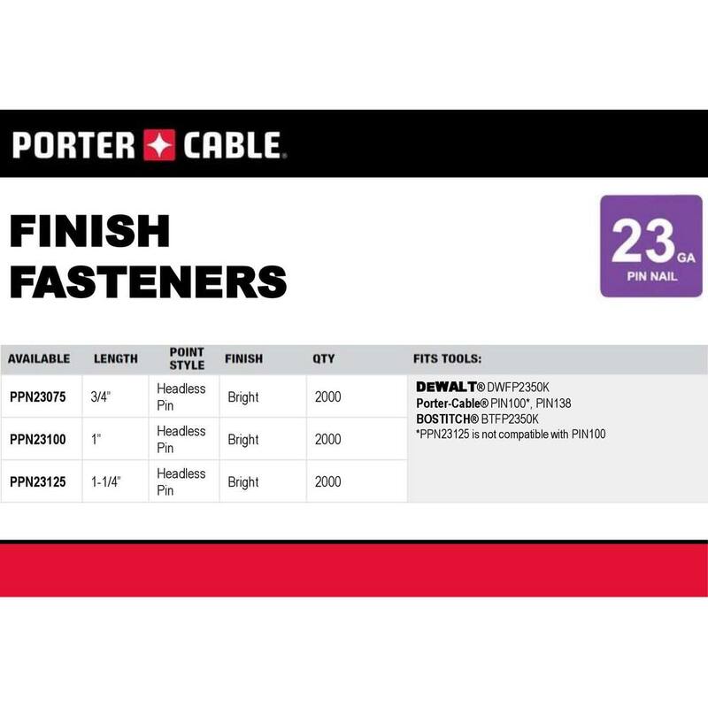 Porter-Cable 1 in. x 23-Gauge Glue Collated Bright Pin Nails (2000 per Box) - PPN23100