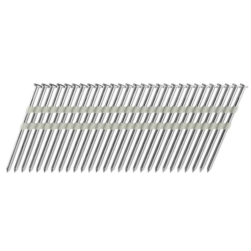Grip-Rite 3 in. x 0.131 in. 21° Plastic Collated 304 Stainless Steel Round checkered Head Ring Shank Framing Nails 1000 per Box - MAXC62894
