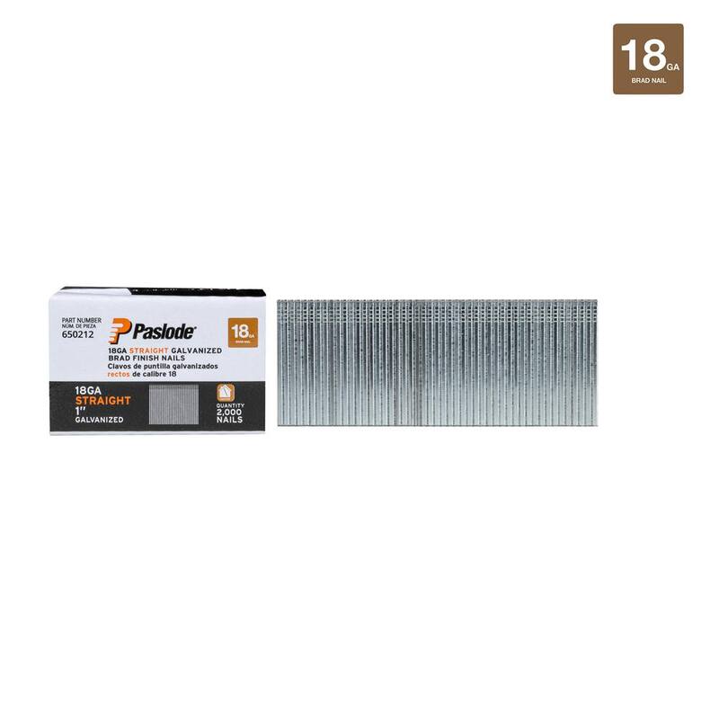Paslode 1 in. x 18-Gauge Galvanized Straight Finish Nail (2,000-Pack) - 650212
