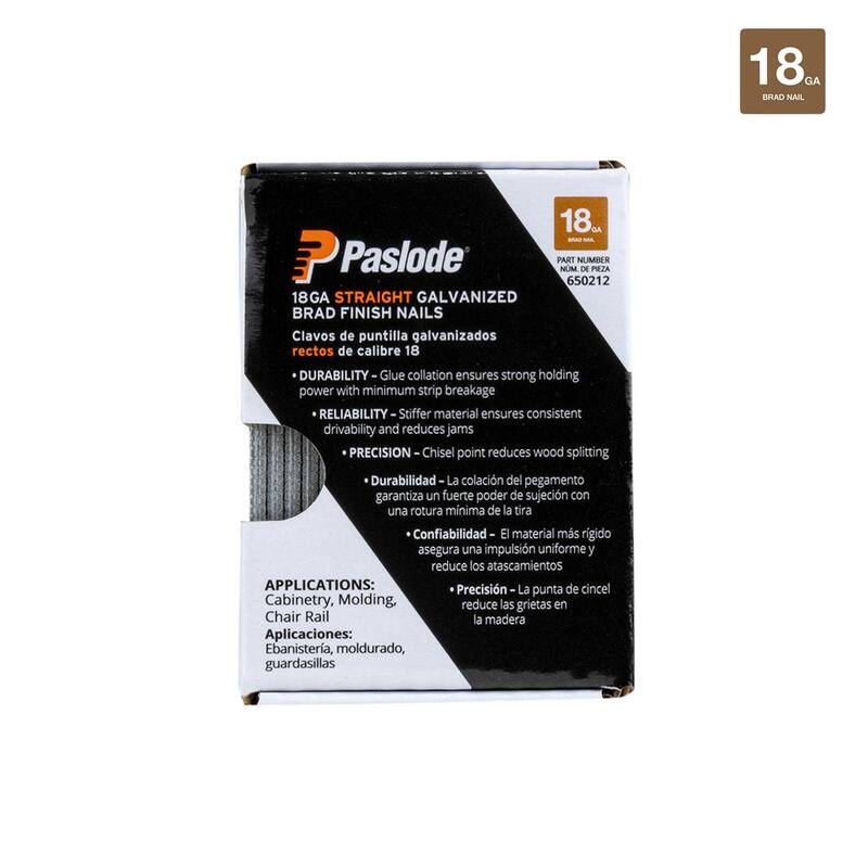 Paslode 1 in. x 18-Gauge Galvanized Straight Finish Nail (2,000-Pack) - 650212
