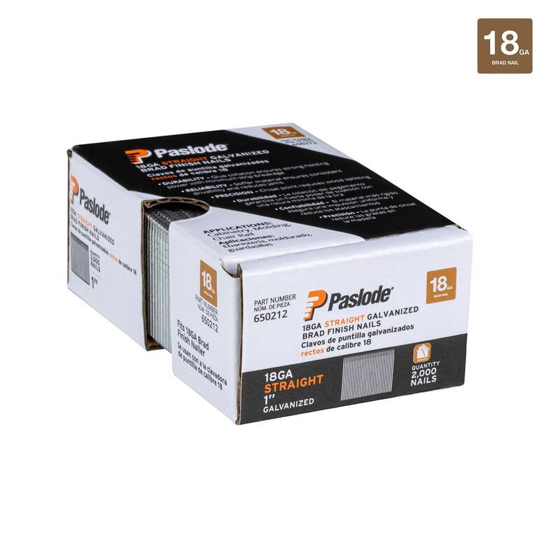 Paslode 1 in. x 18-Gauge Galvanized Straight Finish Nail (2,000-Pack) - 650212
