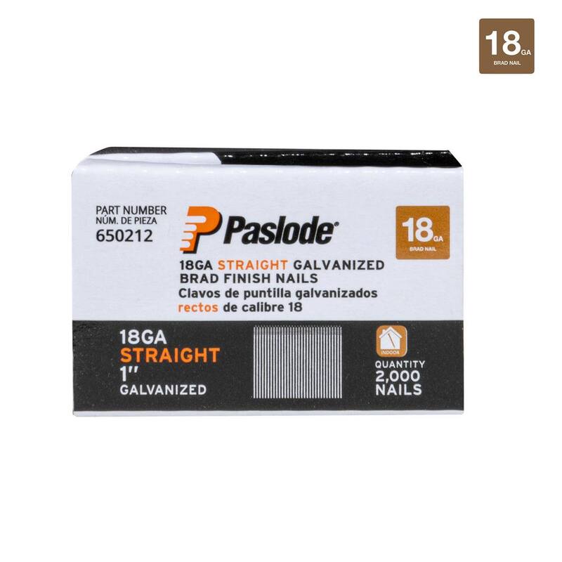 Paslode 1 in. x 18-Gauge Galvanized Straight Finish Nail (2,000-Pack) - 650212