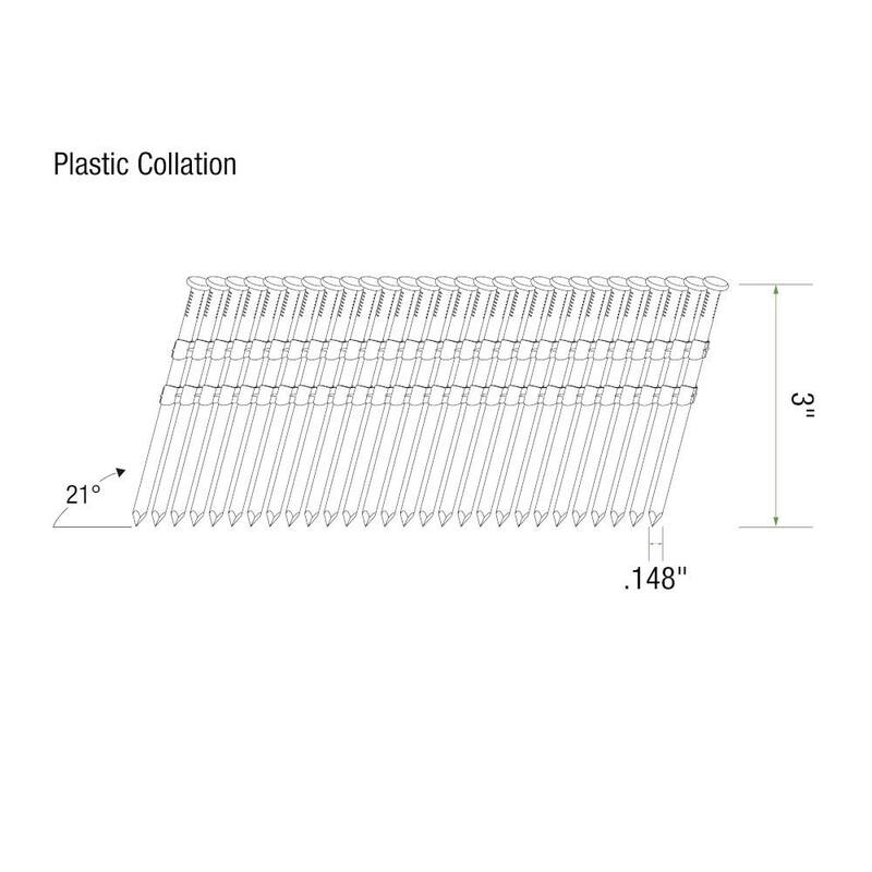 Grip-Rite 3 in. x 0.148 in. 21° Plastic Collated Bright Coated Smooth Shank Round Head Framing Nails 4000 per Box - GR3148