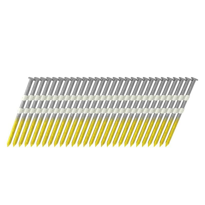 Grip-Rite 3 in. x 0.148 in. 21° Plastic Collated Bright Coated Smooth Shank Round Head Framing Nails 4000 per Box - GR3148