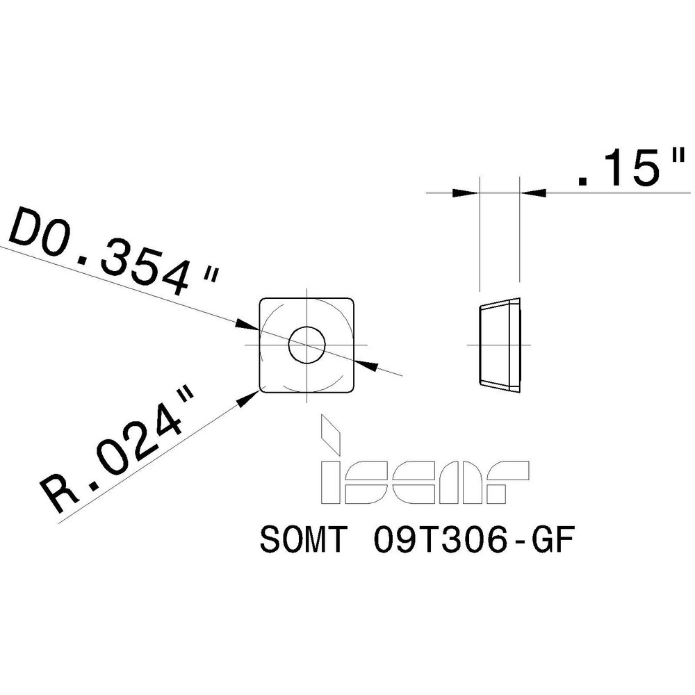 Iscar Indexable Drill Insert: SOMT 09T306-GF  IC908, Carbide - 5504859