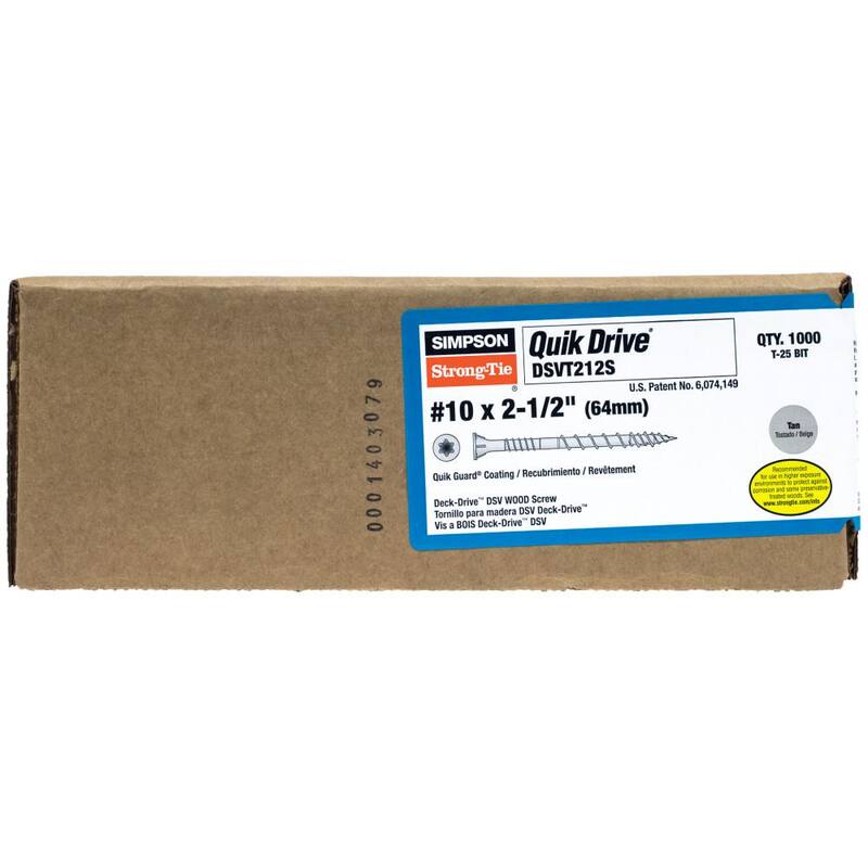 Simpson Strong-Tie #10 x 2-1/2 in. T-25 6-Lobe, Deck-Drive DSV Collated Wood Screw, Tan (1000-Pack) - DSVT212S