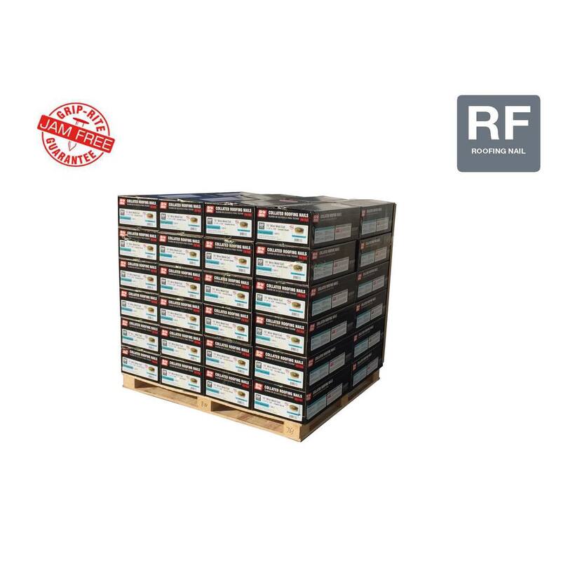 Grip-Rite 1-1/4 in. x 0.120-Gauge 15° Smooth Shank Electrogalvanized Wire Collated Coil Roofing Nails 7,200 per Box, 48 Box Pallet - GRCR3DGALP