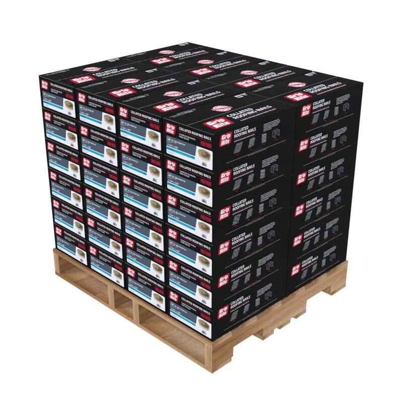 Grip-Rite 1-1/4 in. x 0.120-Gauge 15° Smooth Shank Electrogalvanized Wire Collated Coil Roofing Nails 7,200 per Box, 48 Box Pallet - GRCR3DGALP