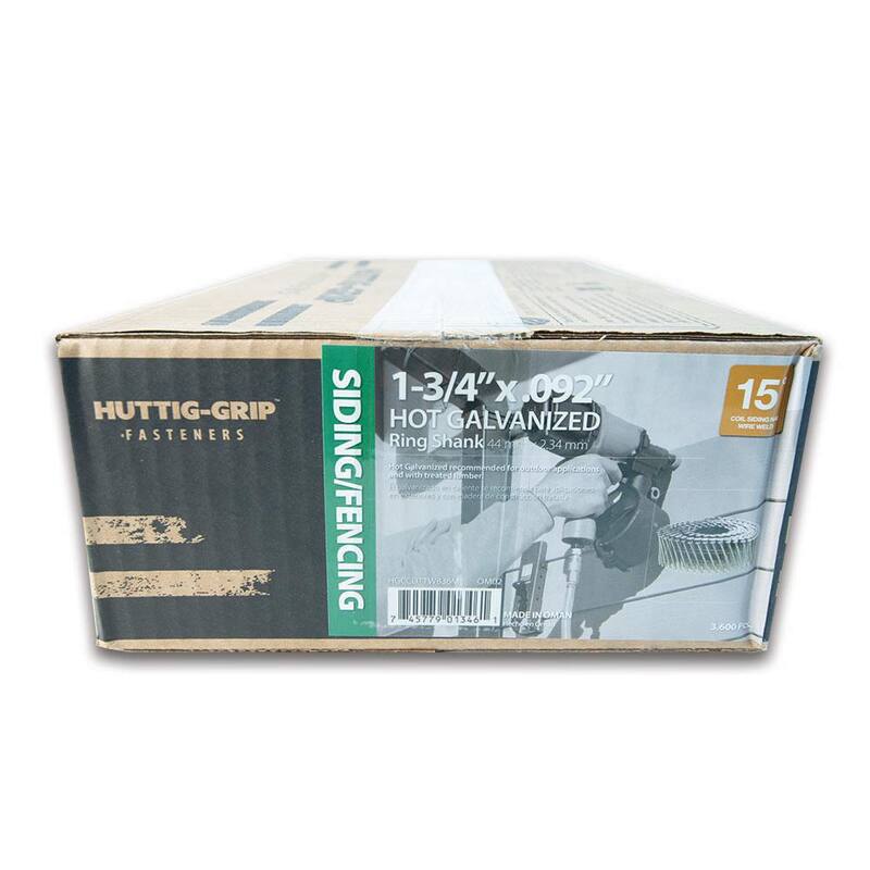 HUTTIG-GRIP 1-3/4 in. x 0.092 Gauge 15-Degree Wire Coil Hot Galvanized Ring Shank (3600 per Box) - HGCCDTTWB36M