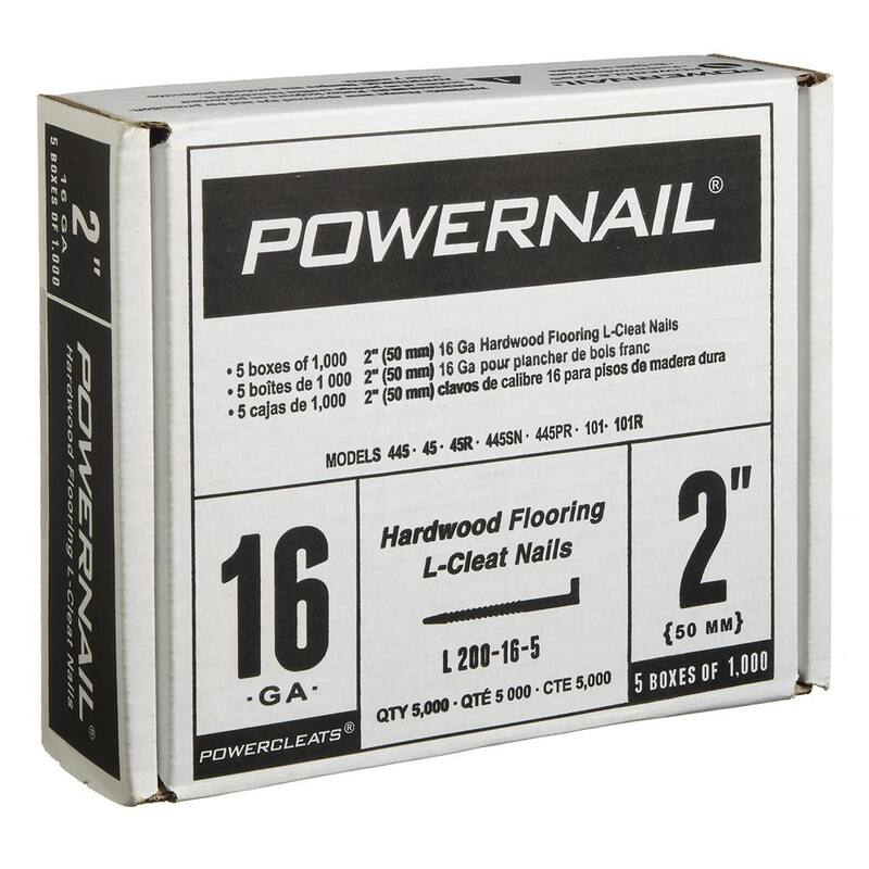 POWERNAIL 2 in. 16-Gauge Powercleats Hardwood Flooring Nails 5000 per Box - L200165