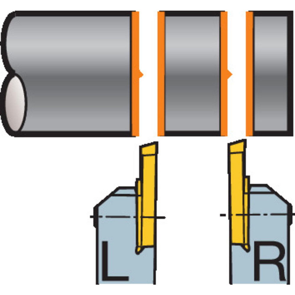 Sandvik Coromant Cutoff Insert: MACL3100-R 1025, Carbide, 1.00 mm Cutting Width, 0.0394" Cutting Width - 5733321