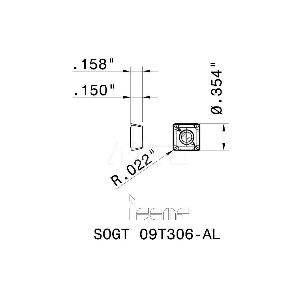 Iscar Indexable Drill Insert: SOGT 09T306-AL IC08, Carbide - 5508937
