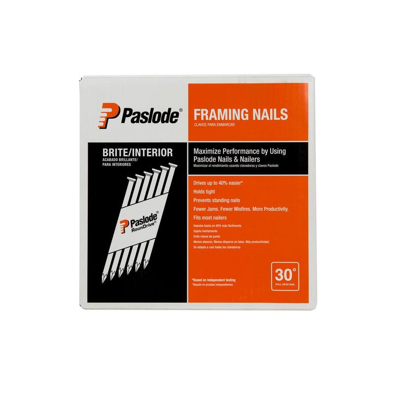 Paslode 3 in. x 0.120-Gauge 30-Degree Brite Smooth Paper-Taped Framing Nails with PMPlus Nailer (2500 per Box) - 650836P
