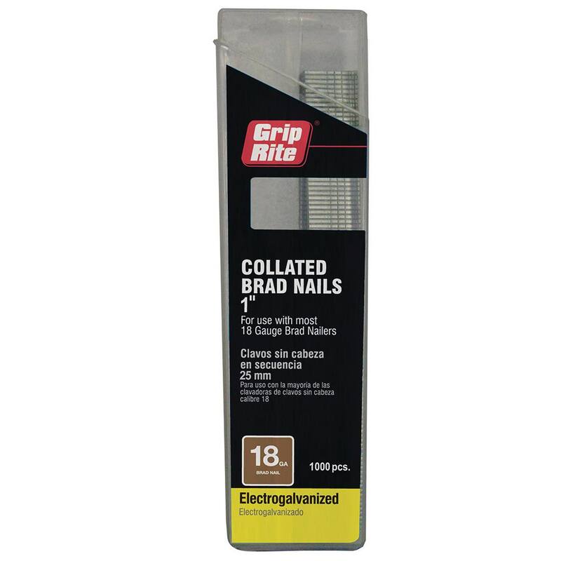 Grip-Rite 1 in. x 18-Gauge Electrogalvanized Brad Nails 1000 per Box - GRF181M