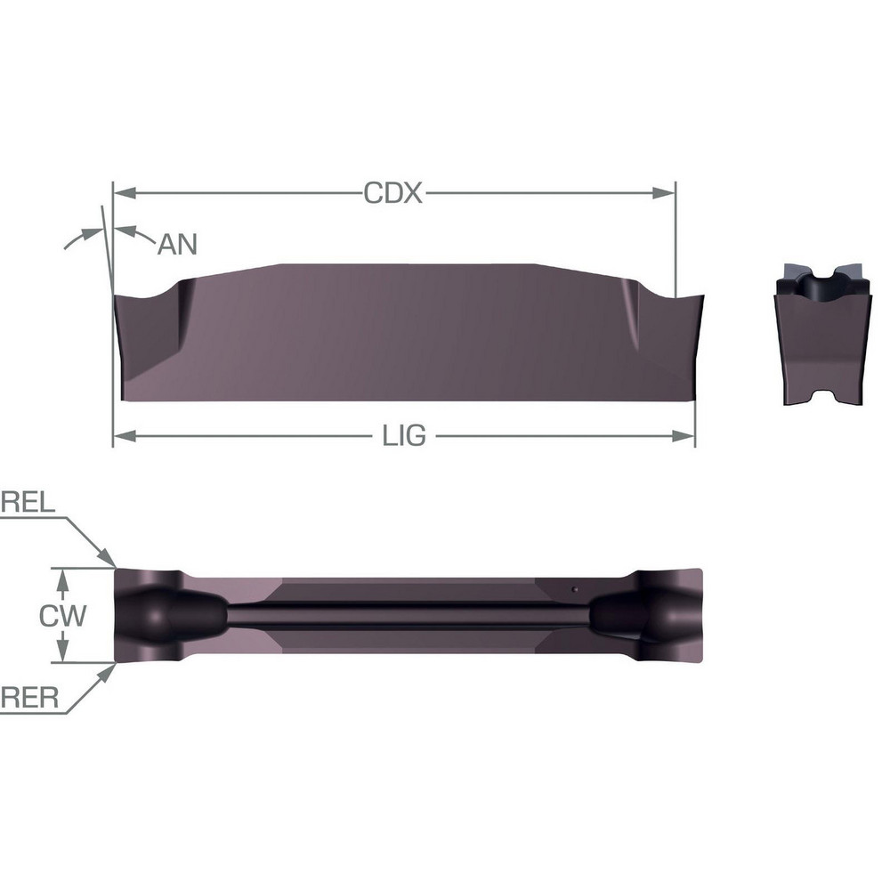 Sandvik Coromant Cutoff Insert: C2IE2N02000002CM 1225, Carbide, 2.00 mm Cutting Width, 0.0787" Cutting Width - 8194182