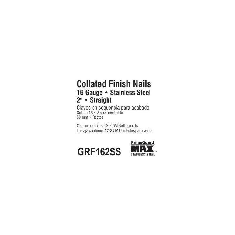 Grip-Rite 2 in. x 16-Gauge 304 Stainless Steel Finish Nails 2500 per Box - GRF162SS