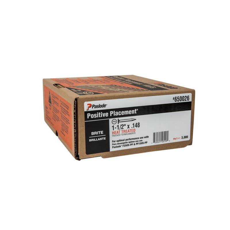 Paslode 1-1/2 in. x 0.148-Gauge HT Brite Positive Placement Metal Connector Nails (3,000-Pack) - 650026