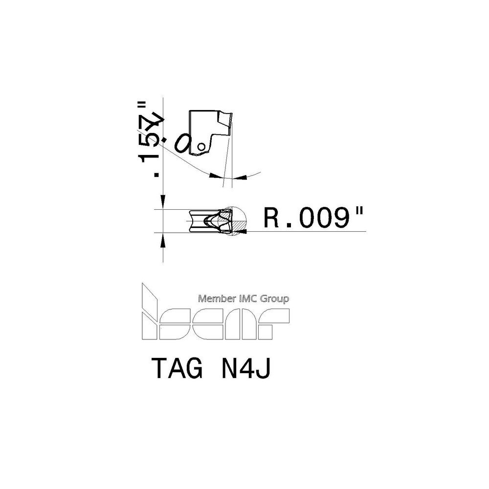 Iscar Cutoff Insert: TAGN4J IC928, Carbide, 3.99 mm Cutting Width, 0.1570" Cutting Width - 6003360