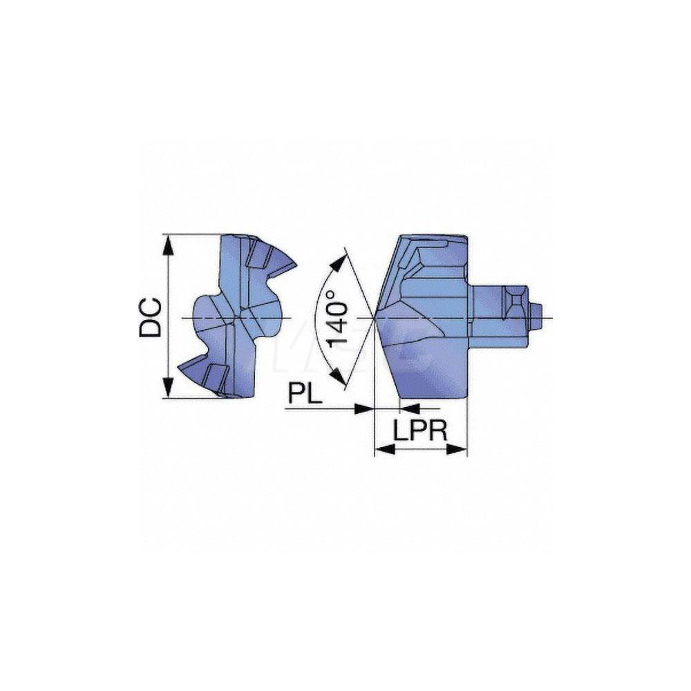 Tungaloy Replaceable Drill Tips: DMP122 AH725, 0.4803" Dia, 12.20 mm Dia, 140 deg Point,  AH725 - 6863037