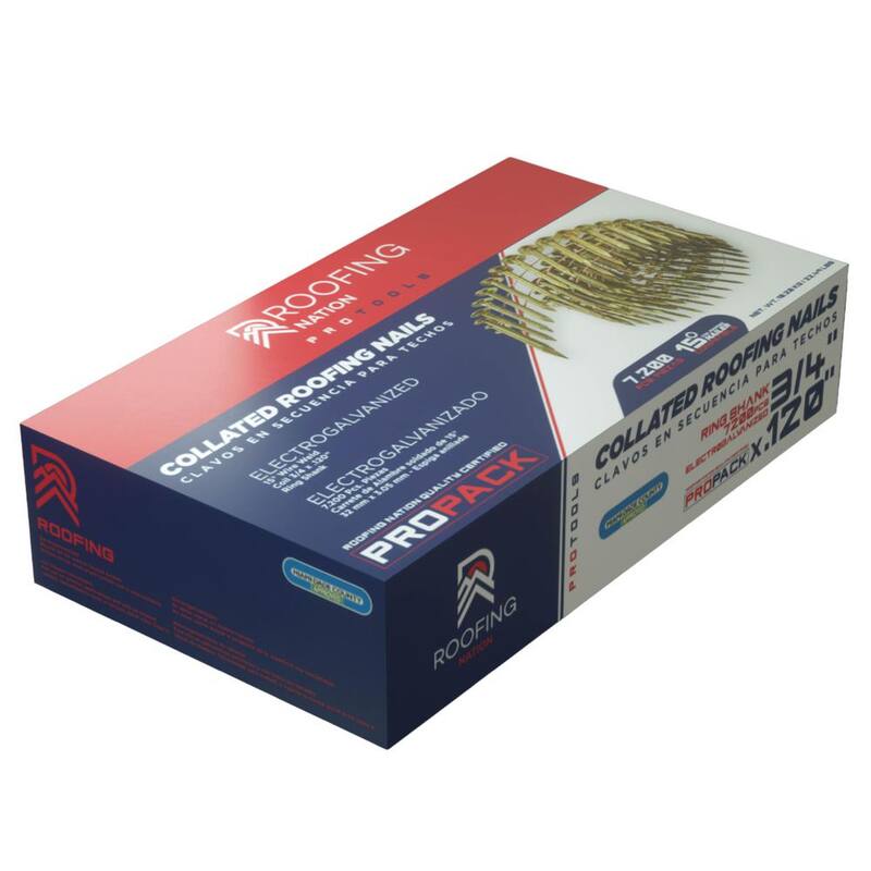 Roofing Nation LLC 3/4 in. Electro Galvanized Ring Shank Roofing Coil Nails (7,200 Per Box) - EGRSCRN75